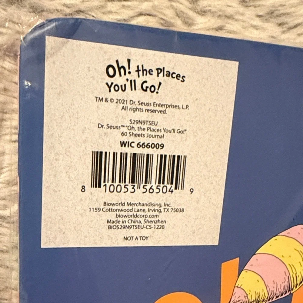 Dr. Seuss Oh The Places Youll Go 60 Sheets Journal Notebook Bioworld S29N9TSEU